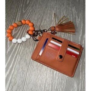 New Wallet Keychain Wristlet for Women,Slim RFID Credit Card Holder Purse Tassel